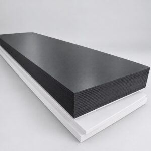 Stack of black cellular PVC foam sheets, 3/4 inch, 4 by 8 feet