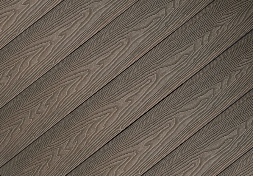 Walnut brown composite decking laid, Dragon grain surface Walnut brown composite decking laid, Dragon grain surface
