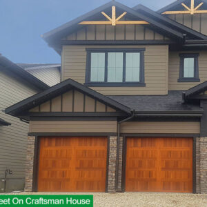 Black trim and sheet detail on a craftsman house