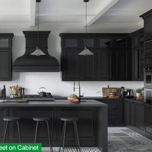 Black cellular PVC used for kitchen cabinetry