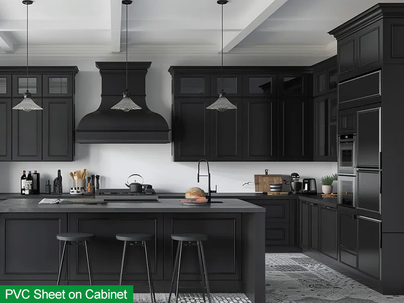 Black cellular PVC used for kitchen cabinetry Black cellular PVC used for kitchen cabinetry