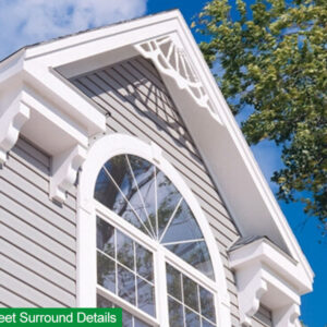 Cellular PVC sheet gable detail over an arched window