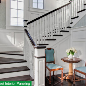Cellular PVC sheet as interior wall panelling and wainscot