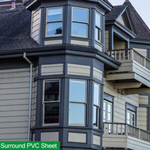 Black cellular PVC trim on a bay window