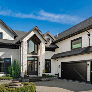 Black cellular PVC trim on a white house