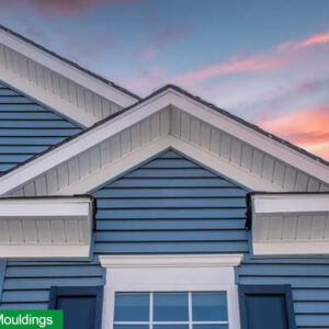 Cellular PVC fascia and gable trim on a blue house