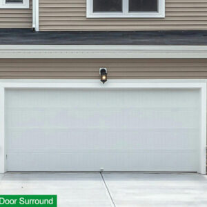 Cellular PVC trim around a garage door