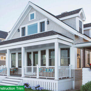 Cellular PVC trim on a new build — fascia, frieze and porch columns
