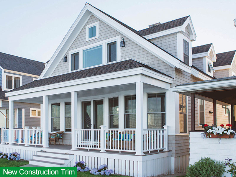 Cellular PVC trim on a new build — fascia, frieze and porch columns Cellular PVC trim on a new build — fascia, frieze and porch columns