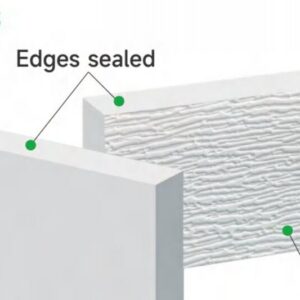 Cellular PVC trimboard surface options — smooth finish, woodgrain finish, edges sealed
