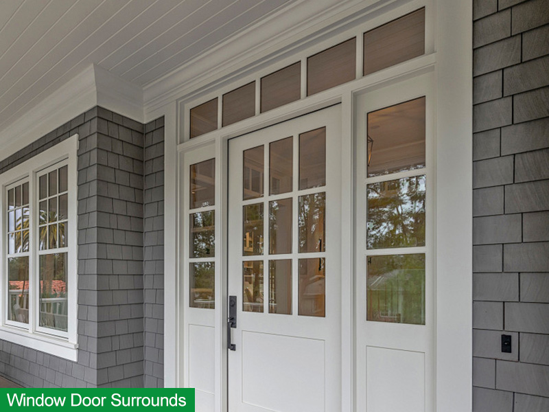 Cellular PVC trim around windows and an entry door Cellular PVC trim around windows and an entry door