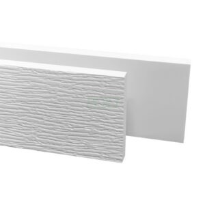 Cellular PVC trimboard, woodgrain face and smooth face, edges sealed, white