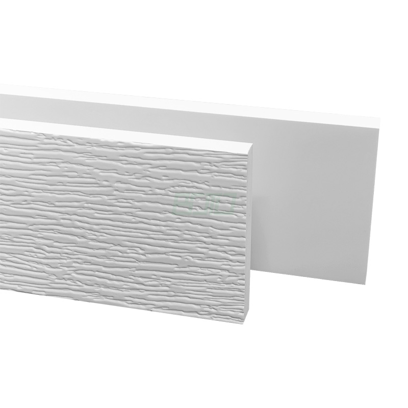 Cellular PVC trimboard, woodgrain face and smooth face, edges sealed, white Cellular PVC trimboard, woodgrain face and smooth face, edges sealed, white