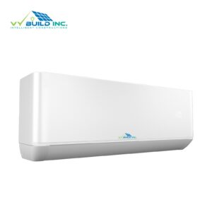 VY Build cold-climate mini split, indoor wall unit at an angle, louvre closed